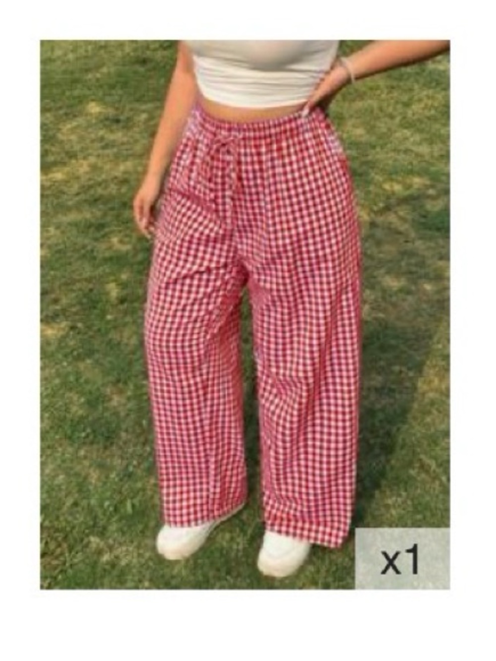 Shein Red and White Plaid Pant Plus Size Women’s